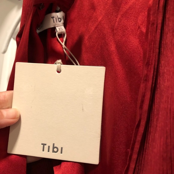 2019 Collection - Tibi Red Plisse Pleated Dress - Picture 6 of 8